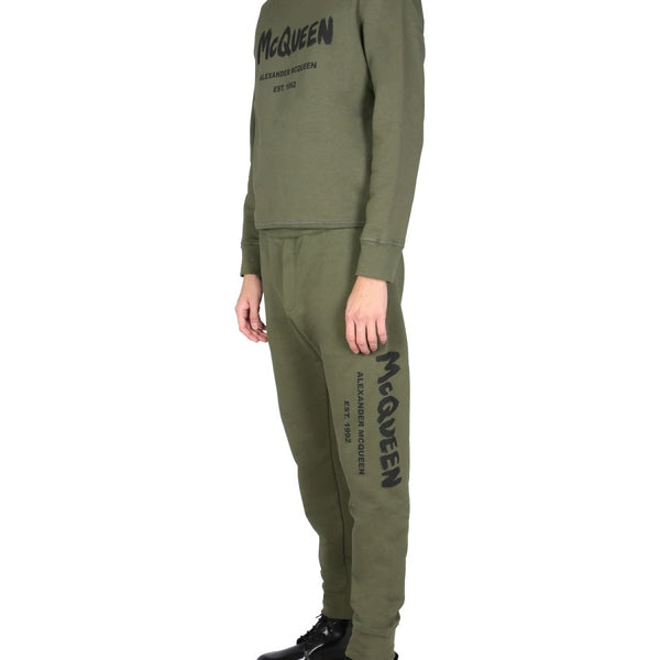 Alexander McQueen Pants? Alexander Mcqueen Men Jogging Pants With Graffiti Logo Premium Designer Casual Trousers