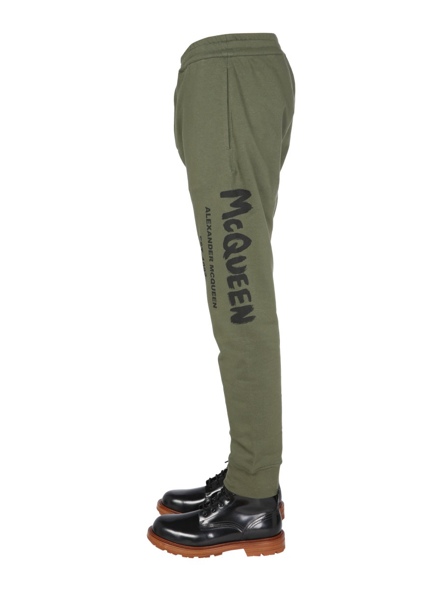 Alexander McQueen Pants? Alexander Mcqueen Men Jogging Pants With Graffiti Logo Premium Designer Casual Trousers