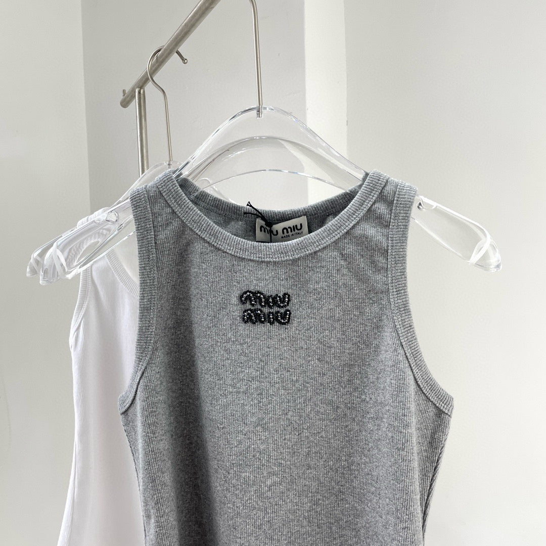Tops- Miu M Tank Top Elegant Everyday Designer Top