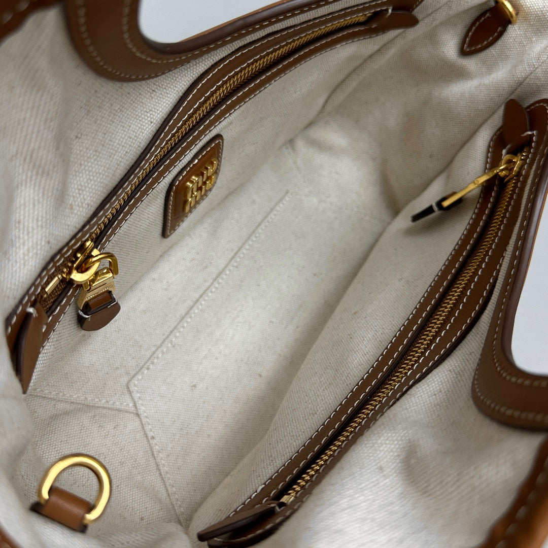 Bags- Miu M Ivy Cannete Bag Luxury Designer Leather Handbag