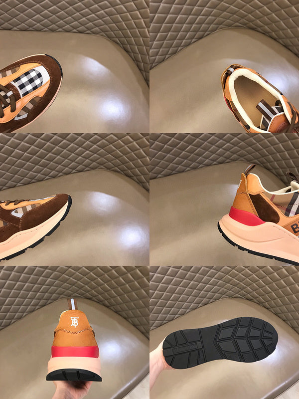 Burberry Beige High-Top Sneakers - Back View