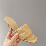 Louis Vuitton Nude Ankle Strap Heels - Heel Detail View