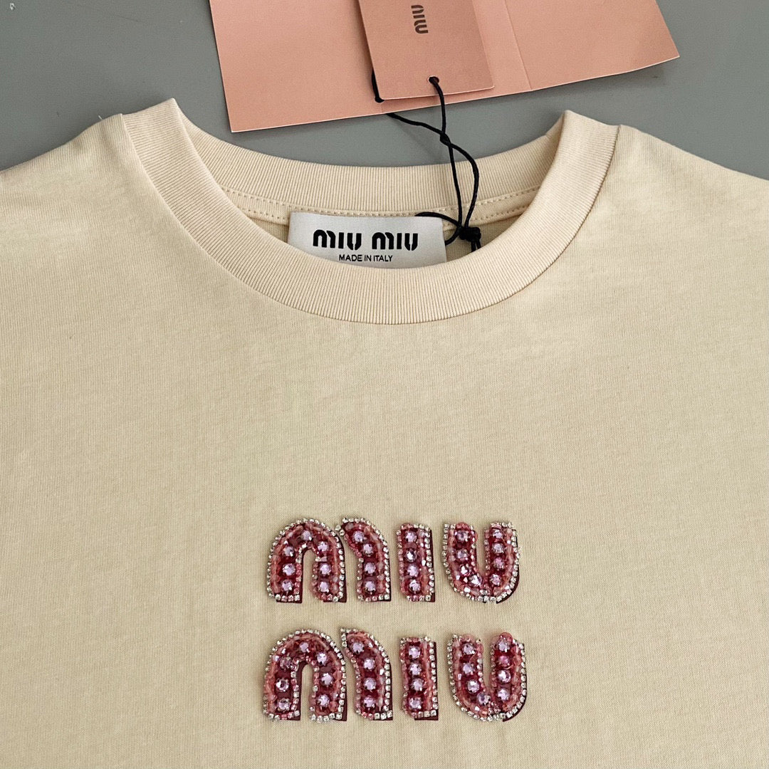T-Shirts- Miu M T-shirt Premium Designer Cotton T-Shirt