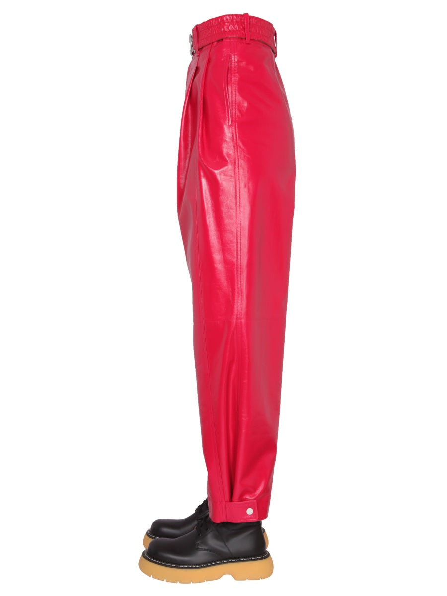 Bottega Veneta Pants? Bottega Veneta Women Leather Pants Premium Designer Casual Trousers