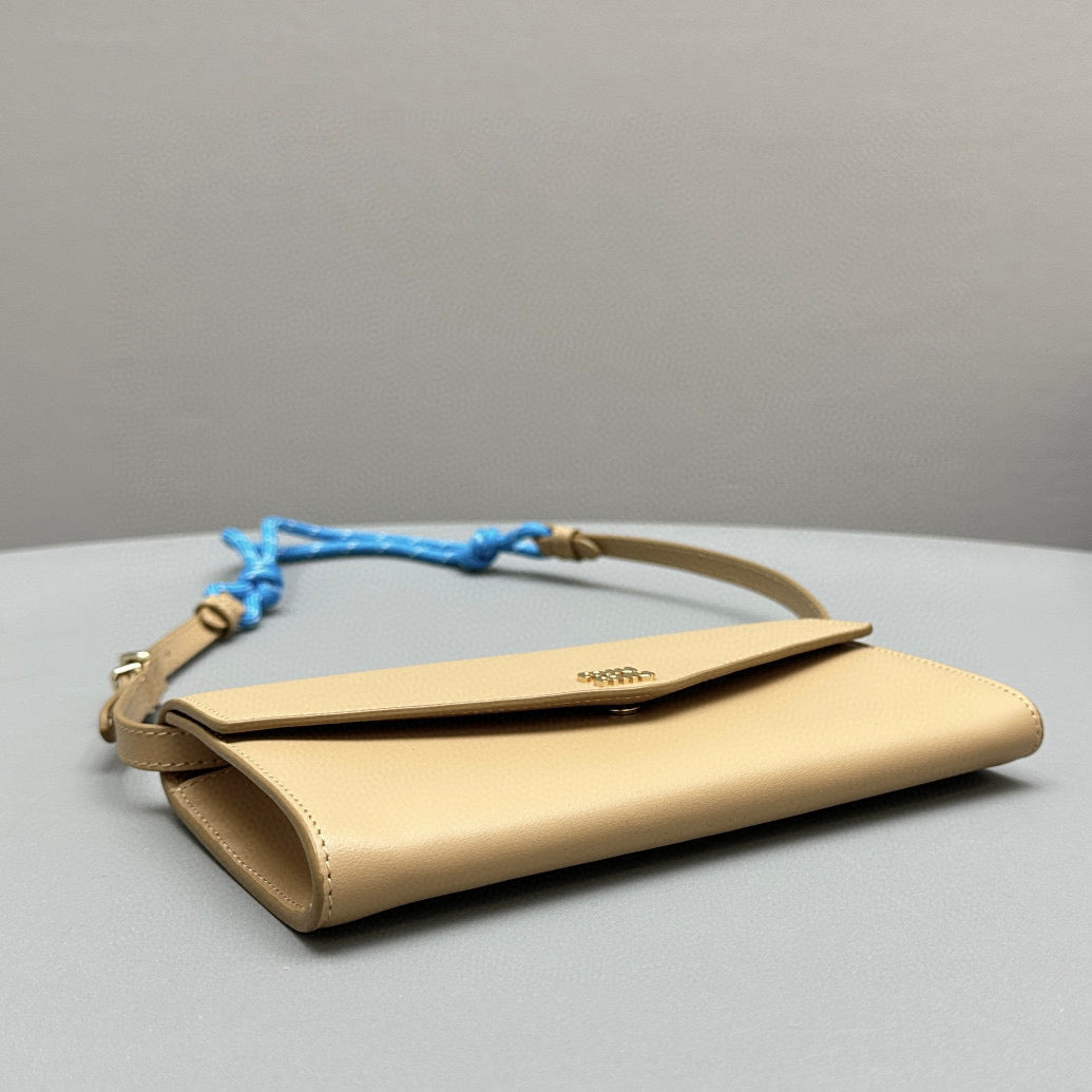 Wallets- Miu M Shoulder Strap Wallet Elegant Everyday Leather Wallet