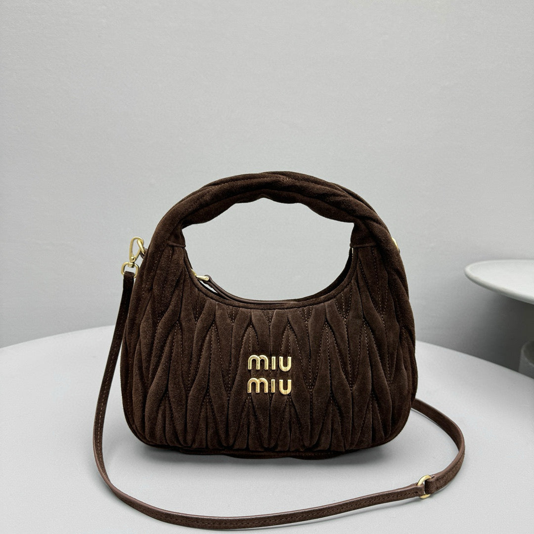Bags- Miu M Wander Mini Hobo Bag Luxury Designer Leather Handbag