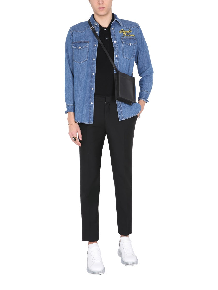 Alexander McQueen Tops? Alexander Mcqueen Men Shirt With Embroidered Logo Premium Designer Casual Top