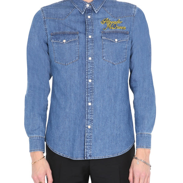 Alexander McQueen Tops? Alexander Mcqueen Men Shirt With Embroidered Logo Premium Designer Casual Top