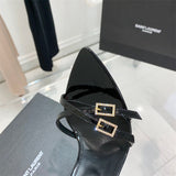 Close-up of Saint Laurent shoes craftsmanship