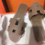 Hermès Grey Crisscross Strap Sandals - Back View