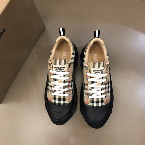 Burberry Camel Block Heel Pumps - Full Silhouette View