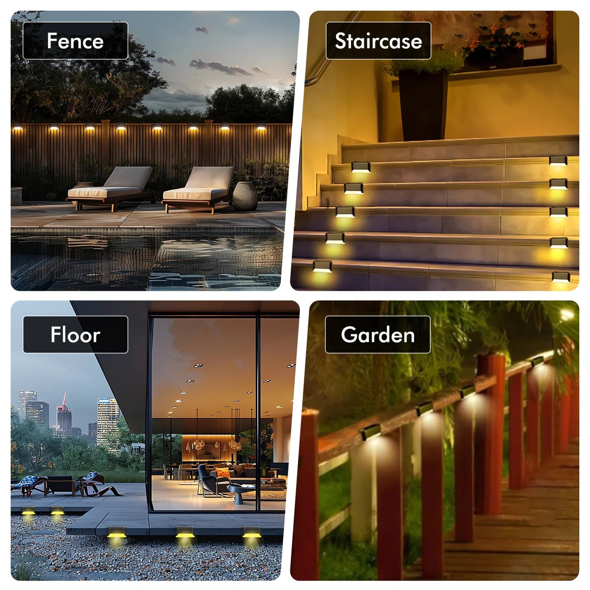 4 Pack Solar Deck Lights Outdoor