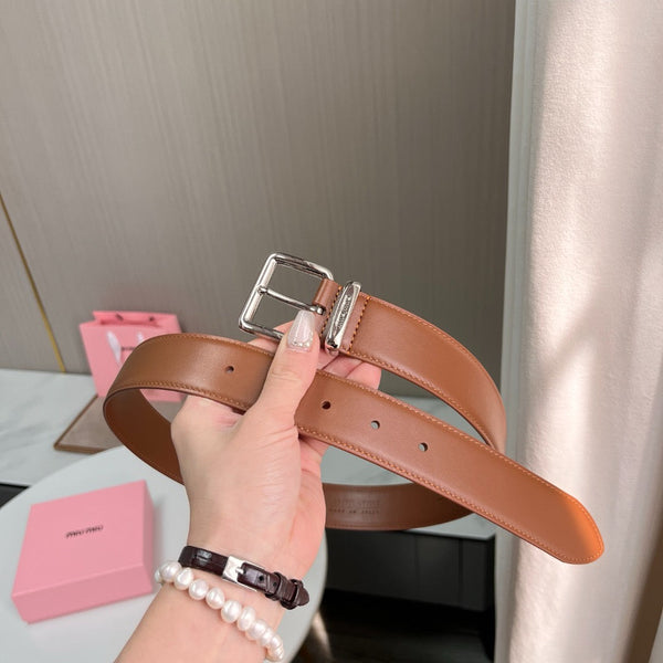 Belts- Miu M Belt 3.5 Cm Classic Everyday Designer Belt