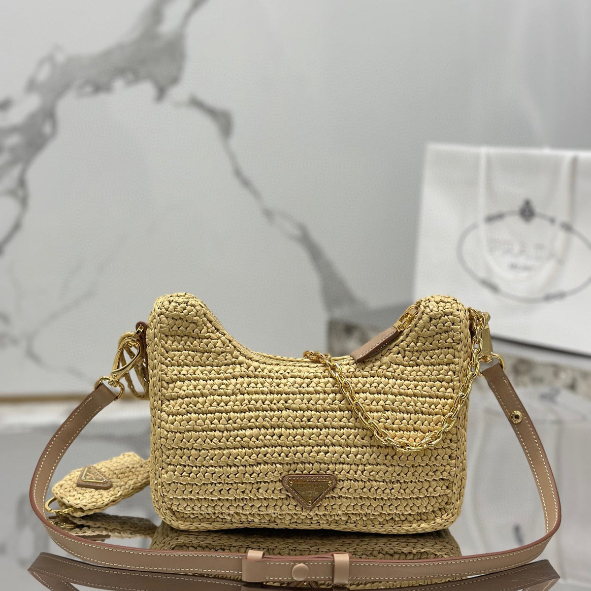 Bags- Pd Re-edition Crochet Mini Bag Luxury Designer Leather Handbag