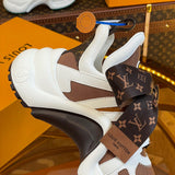 Louis Vuitton Chocolate Brown Chunky Platform Sneakers - Detail Shot of Craftsmanship