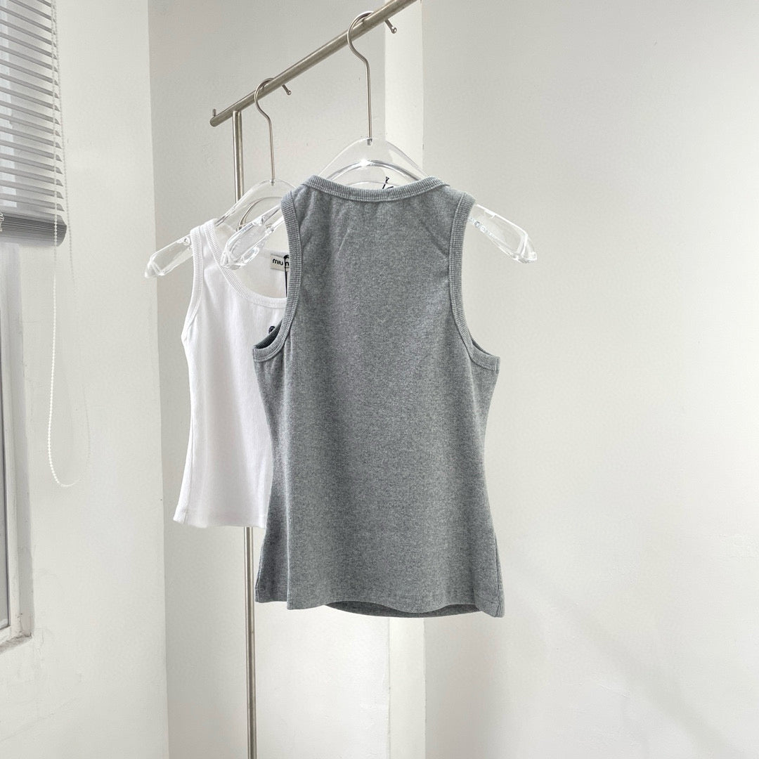 Tops- Miu M Tank Top Elegant Everyday Designer Top