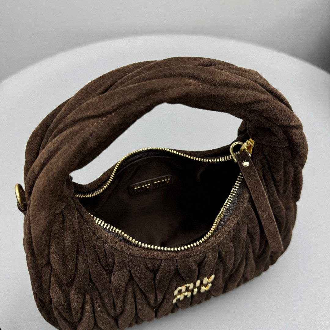 Bags- Miu M Wander Mini Hobo Bag Luxury Designer Leather Handbag