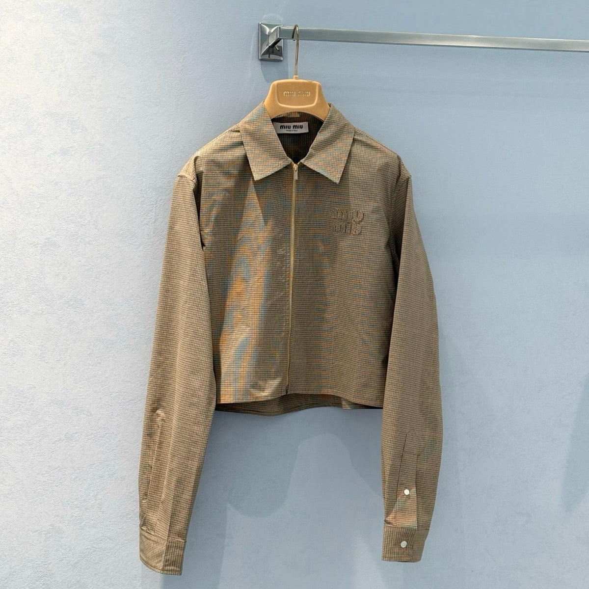 Tops- Miu M Zip Shirt Elegant Everyday Designer Top