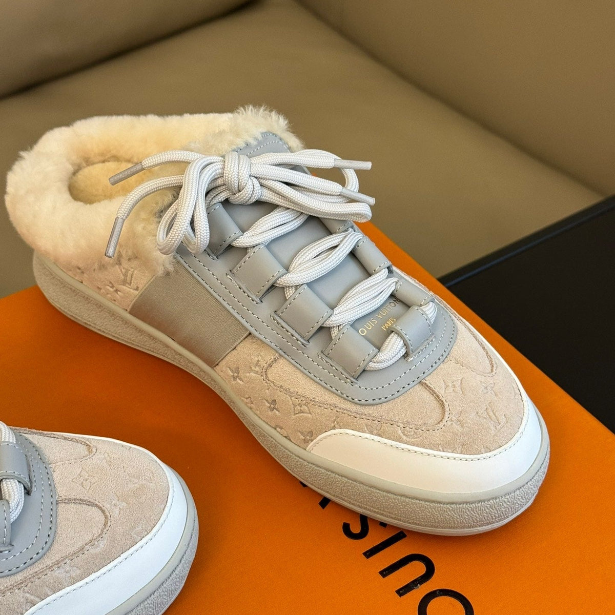 Louis Vuitton Shoes- Louis Vuitton Lou Open Back Sneakers Premium Designer Casual Shoes