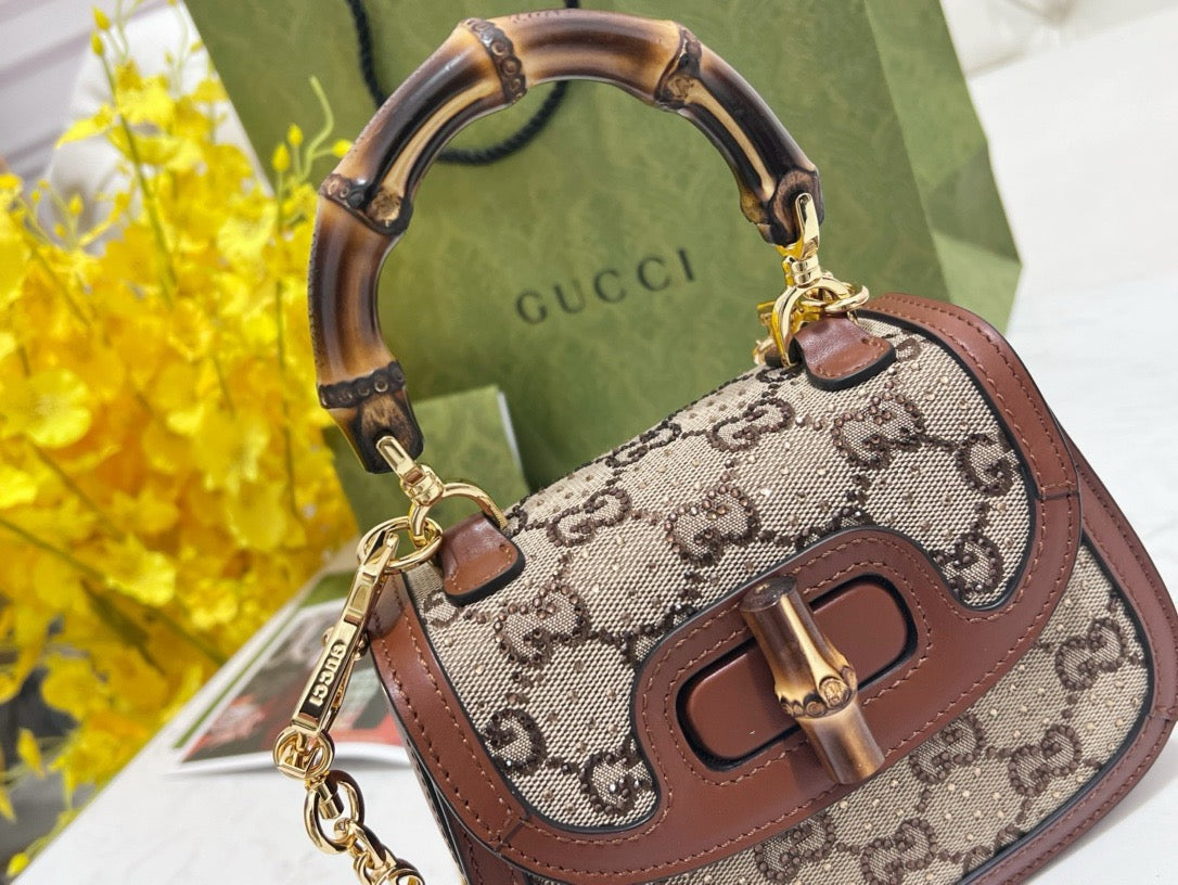 Close-up of Gucci Handbag signature hardware and stitching detail
