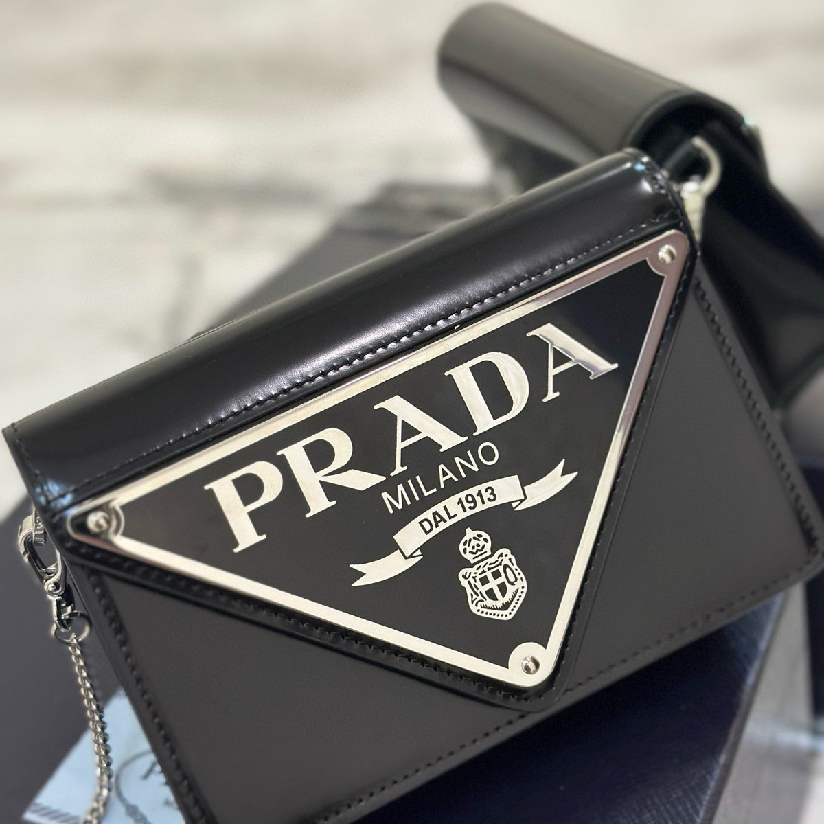 Bags- Pd Triangle Logo Buffed Shoulder Bag Luxury Designer Leather Handbag