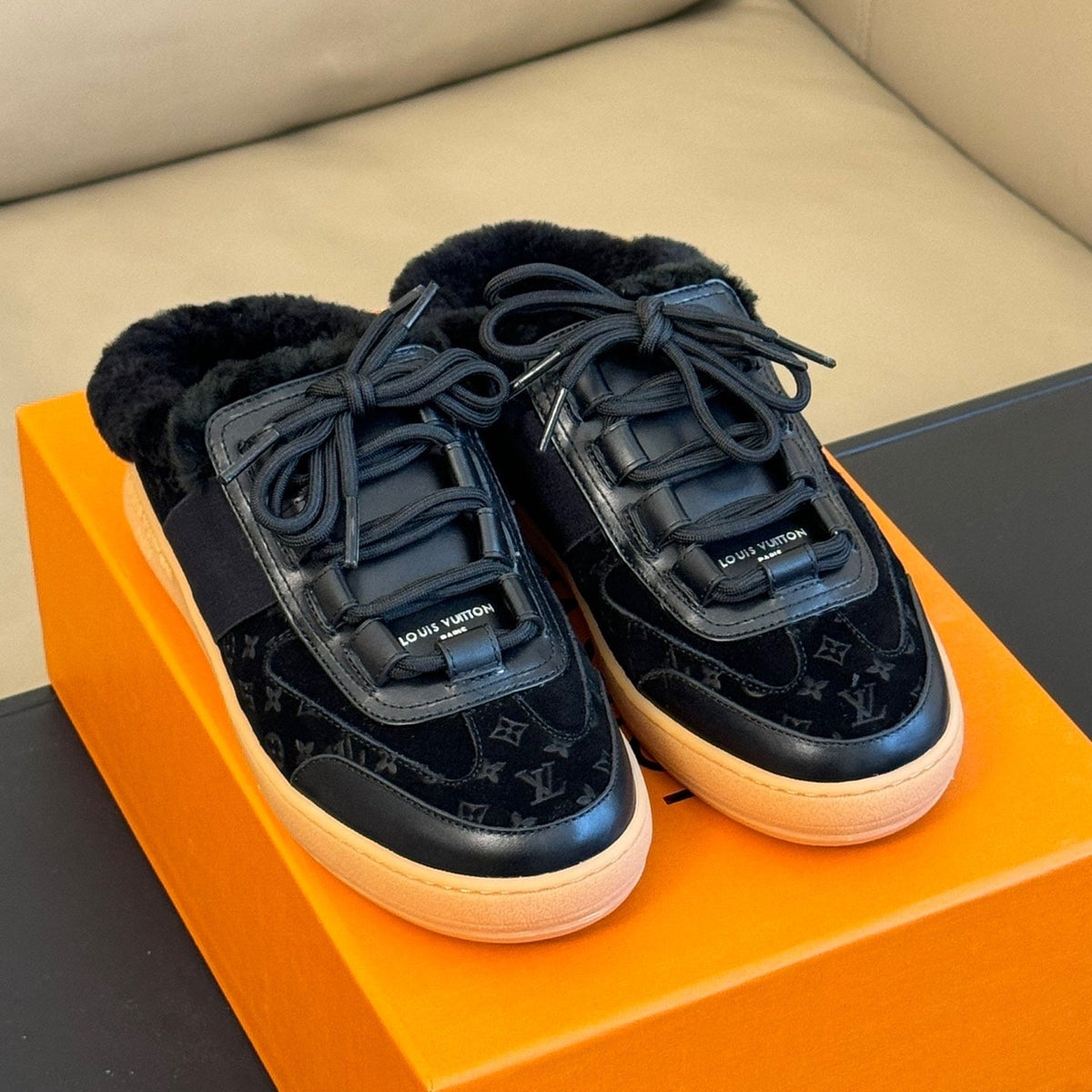 Louis Vuitton Shoes- Louis Vuitton Lou Open Back Sneakers Luxury Lifestyle Designer Footwear