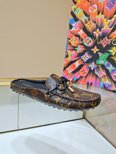 Louis Vuitton Tan Pointed-Toe Flats - Full Silhouette View