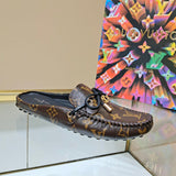 Louis Vuitton Tan Pointed-Toe Flats - Full Silhouette View