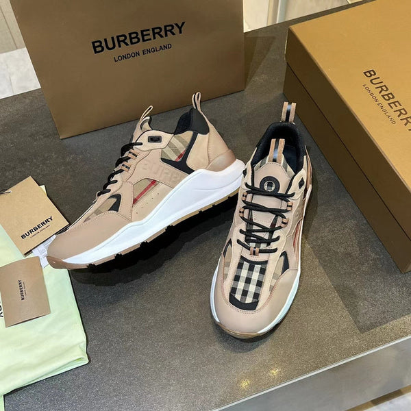 Burberry Black Chunky Platform Sneakers - Angled View