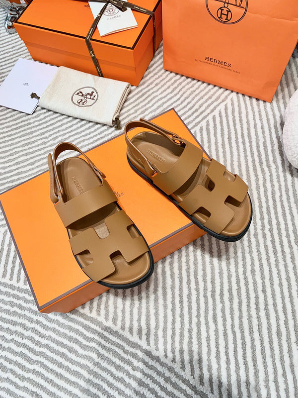 Hermès Black Block Heel Sandals - Lifestyle Styling Shot