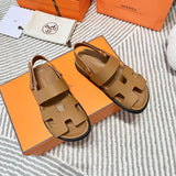 Hermès Black Block Heel Sandals - Lifestyle Styling Shot