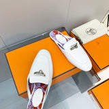Hermès White Slide Sandals - Back View
