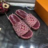 Louis Vuitton Burgundy Low-Top Sneakers - Angled View