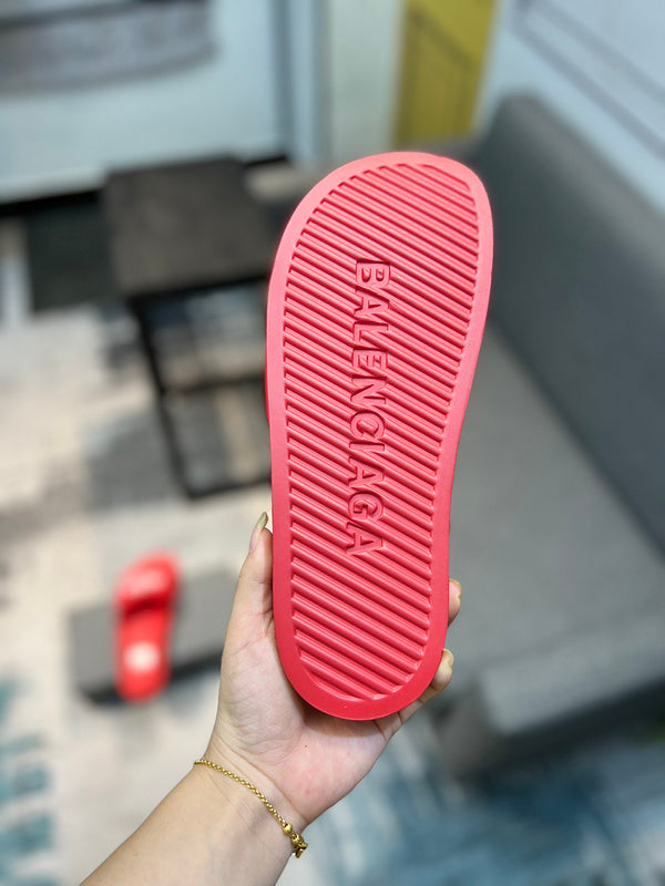 Balenciaga sandals Style 025 - close-up of iconic logo design