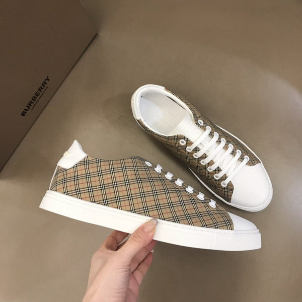Burberry Camel Combat Boots - Front View