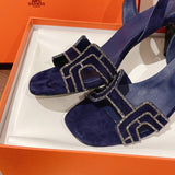 Hermès Burgundy Ankle Strap Heels - Side Profile View