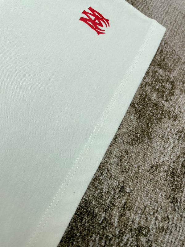 Close-up of Amiri t-shirt craftsmanship