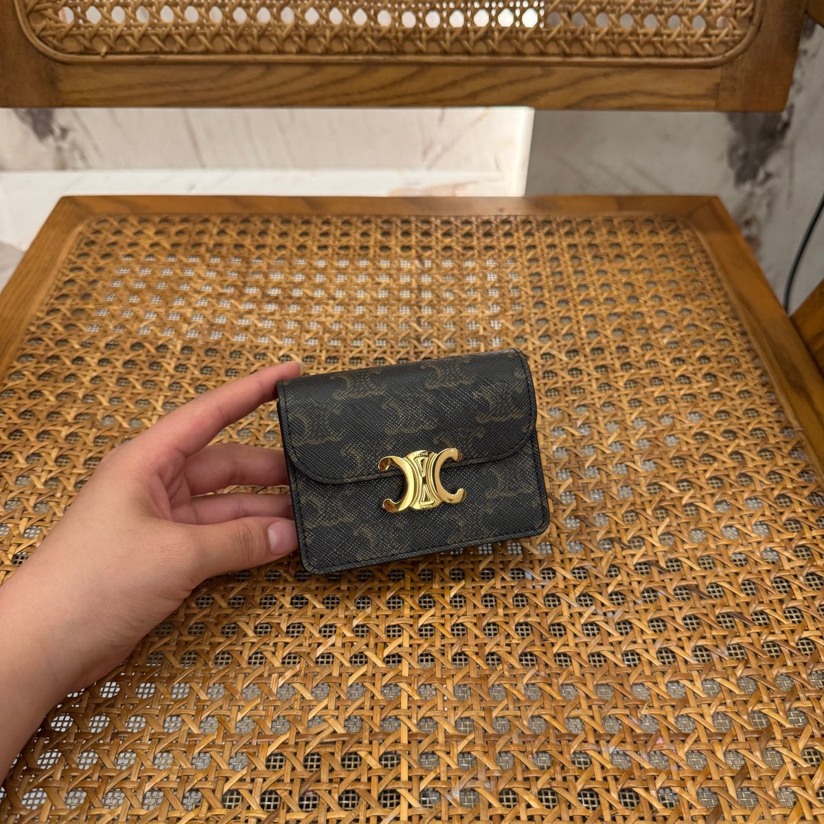 Wallets- Cel Business Card Holder Triomphe Compact Luxury Card Wallet