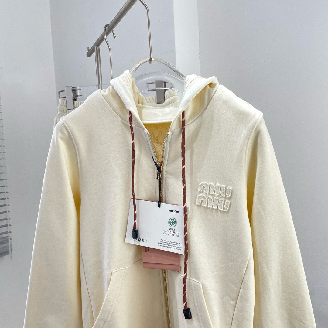Hoodies- Miu M Zip Hoodie Comfortable Luxury Streetwear Hoodie