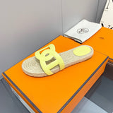 Hermès Grey Crisscross Strap Sandals - Close-Up Texture View