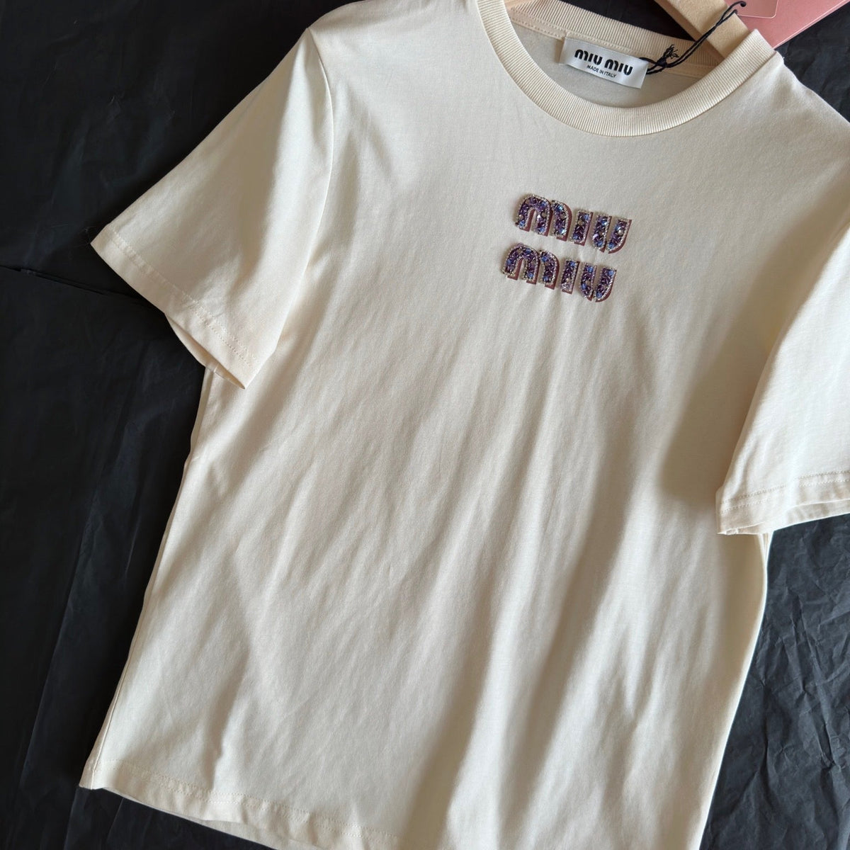 T-Shirts- Miu M T-shirt Casual Everyday Designer Tee