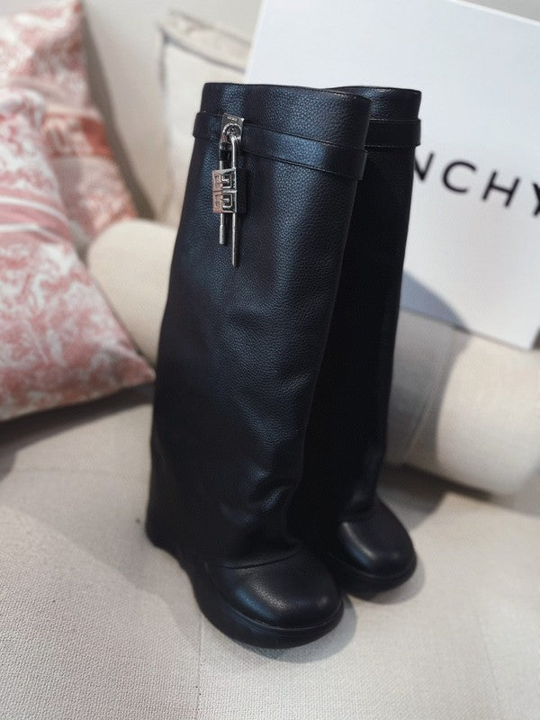 Givenchy Black Chunky Platform Sneakers - Heel Detail View