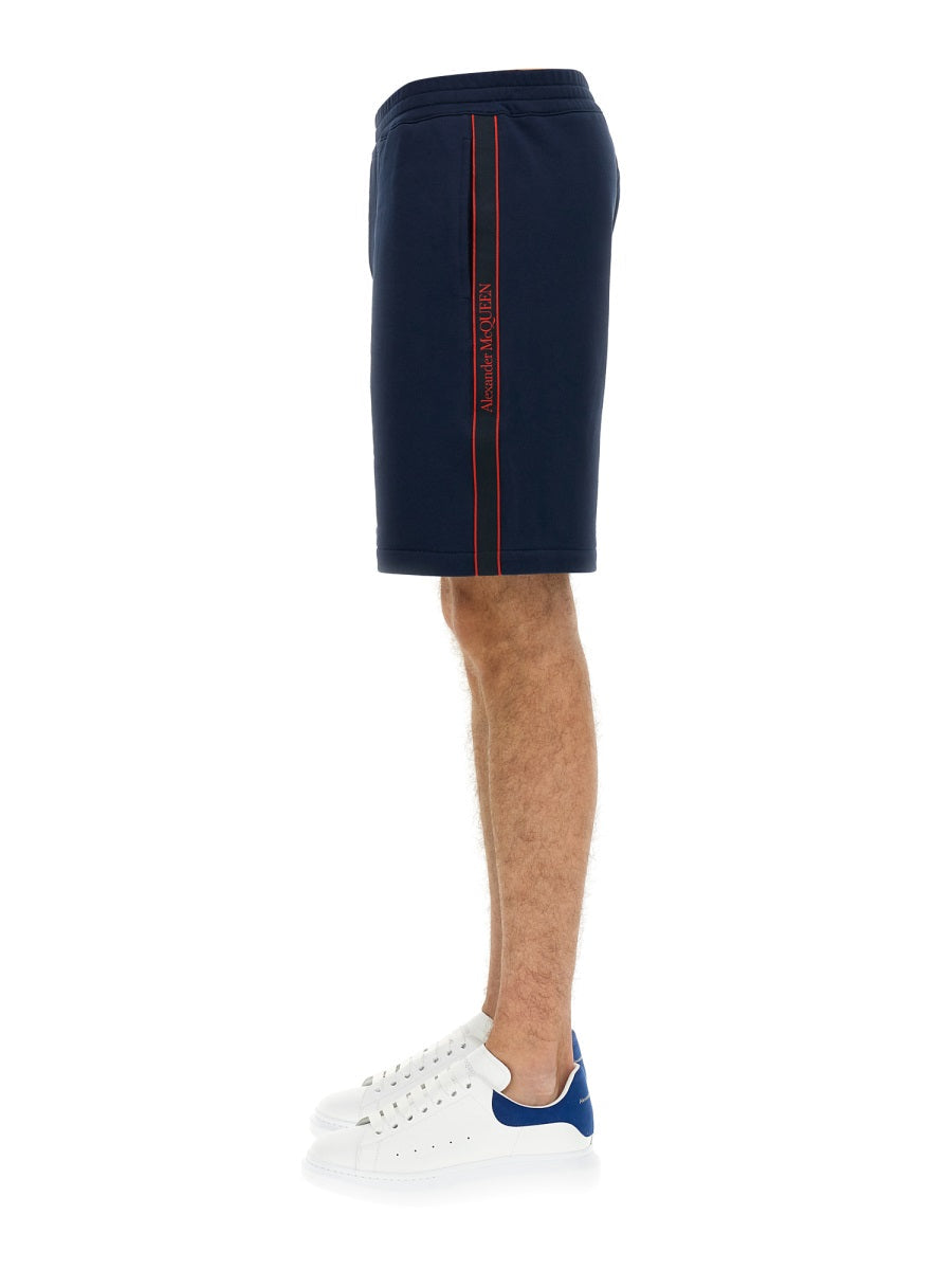 Alexander McQueen Shorts? Alexander Mcqueen Men Bermuda Shorts With Selvedge Logo Band Premium Designer Casual Shorts