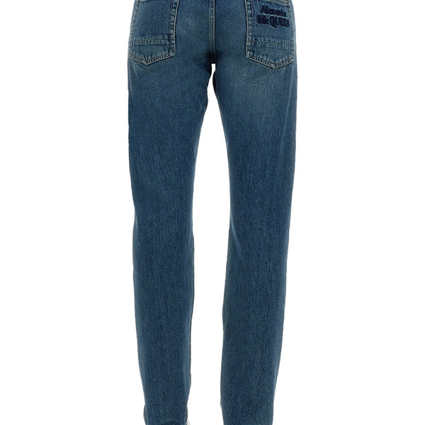 Alexander McQueen Jeans? Alexander Mcqueen Men Jeans With Embroidered Logo Premium Designer Denim Jeans