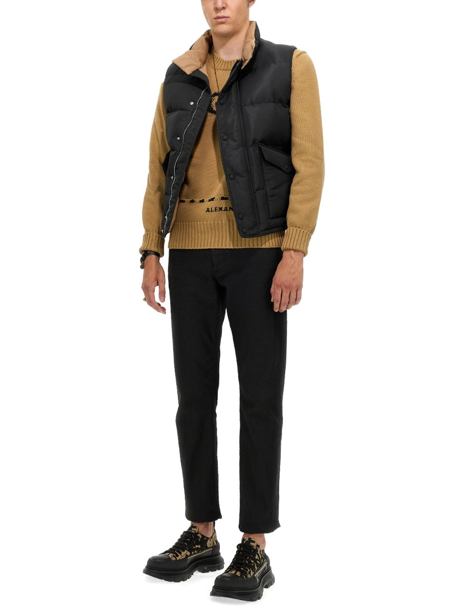Alexander McQueen Vests? Alexander Mcqueen Men Graffiti Logo Print Down Vest Luxury Casual Designer Gilet