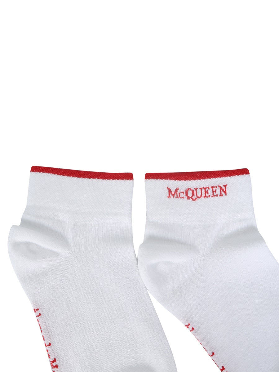Alexander McQueen Socks- Alexander Mcqueen Women Sock With Logo Premium Designer Cotton Socks