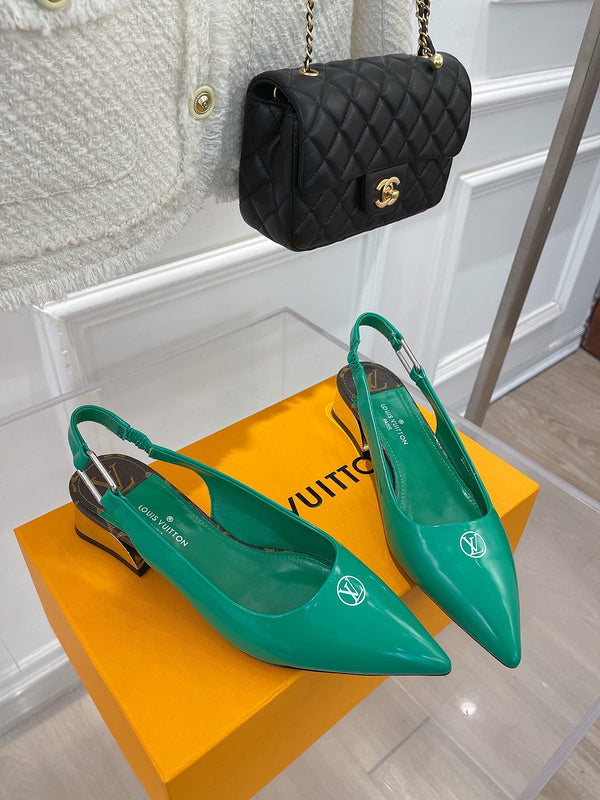 Louis Vuitton Black Block Heel Pumps - Front View