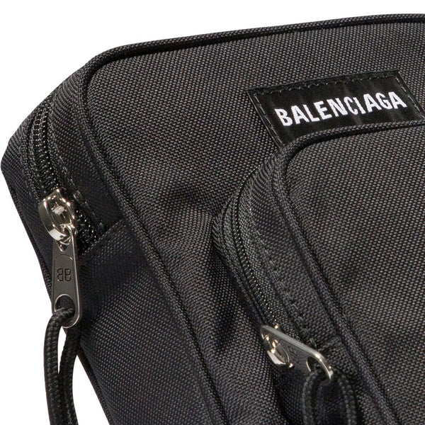 Close-up of Balenciaga crossbody hardware and fine stitching