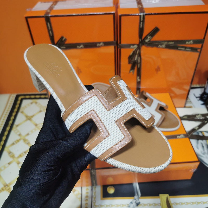 Hermès White Slide Sandals - Side Profile View