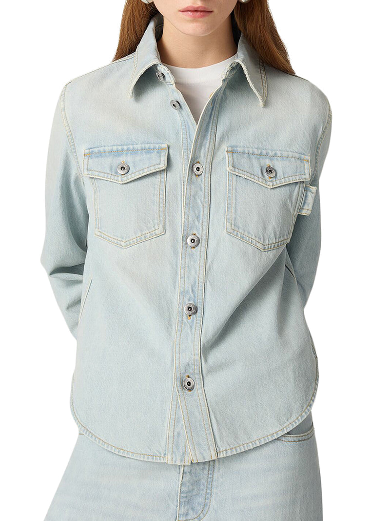 Bottega Veneta Tops? Bottega Veneta Women Extra Bleach Denim Shirt Elegant Everyday Designer Top